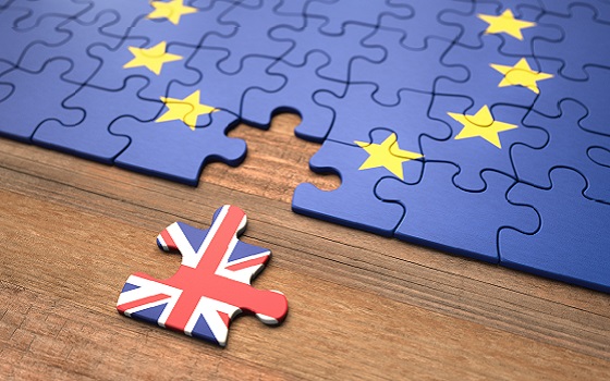 Brexit - United Kingdom leaving the European Union represented in puzzle pieces