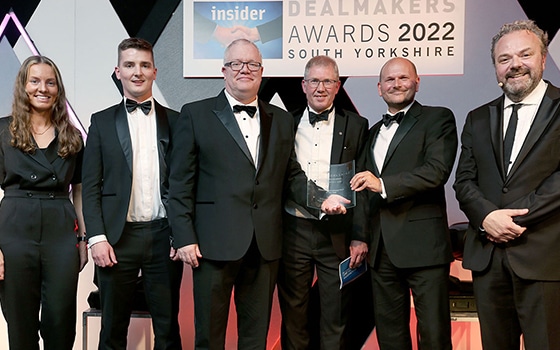 Winning tean of 'National/International Deal of the Year' at Insider's South Yorkshire Dealmakers Awards 2022