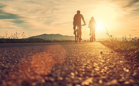 Family Sector - family on bike ride in sunset