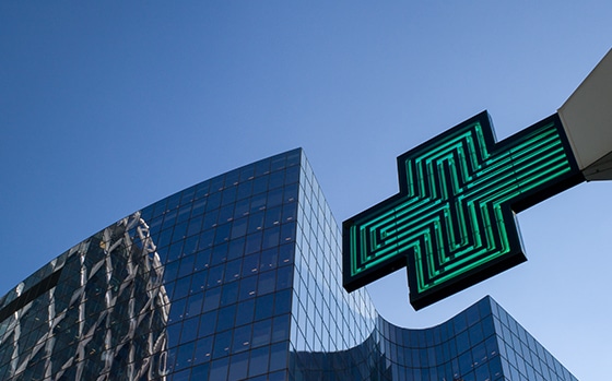 Primary Care Sector - Healthcare Sign next to Building