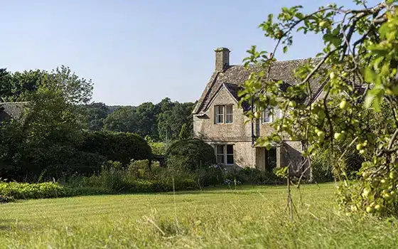 rural uk home surrounded by fields and countryside