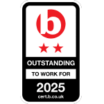 outstanding to work for 2025 cert.b.co.uk logo