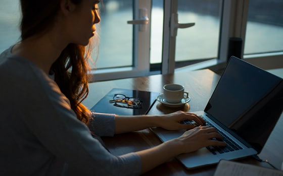 Woman working on her laptop